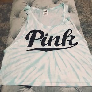 Victoria Secret Pink Teal Tie Dye Crop Top Sz Med